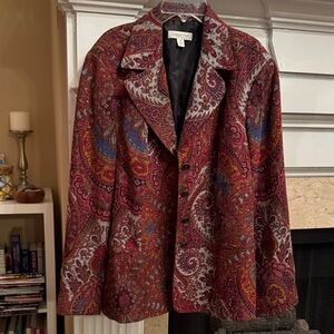Coldwater Creek Red Paisley Blazer:  Size 1X